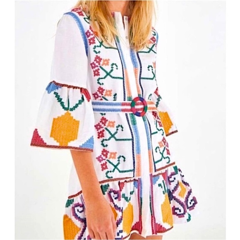 FARM Rio Jimena Embroidered Mini Dress Large NWOT - Picture 2 of 16